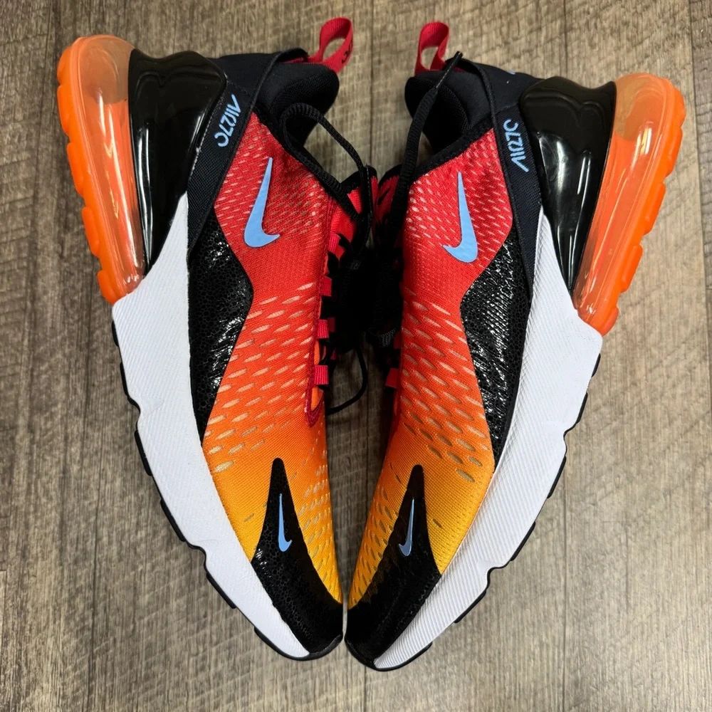 Nike Air Max 270 "Sunset" University Red Gold Sneakers Men's Size 9 - Picture 5 of 9